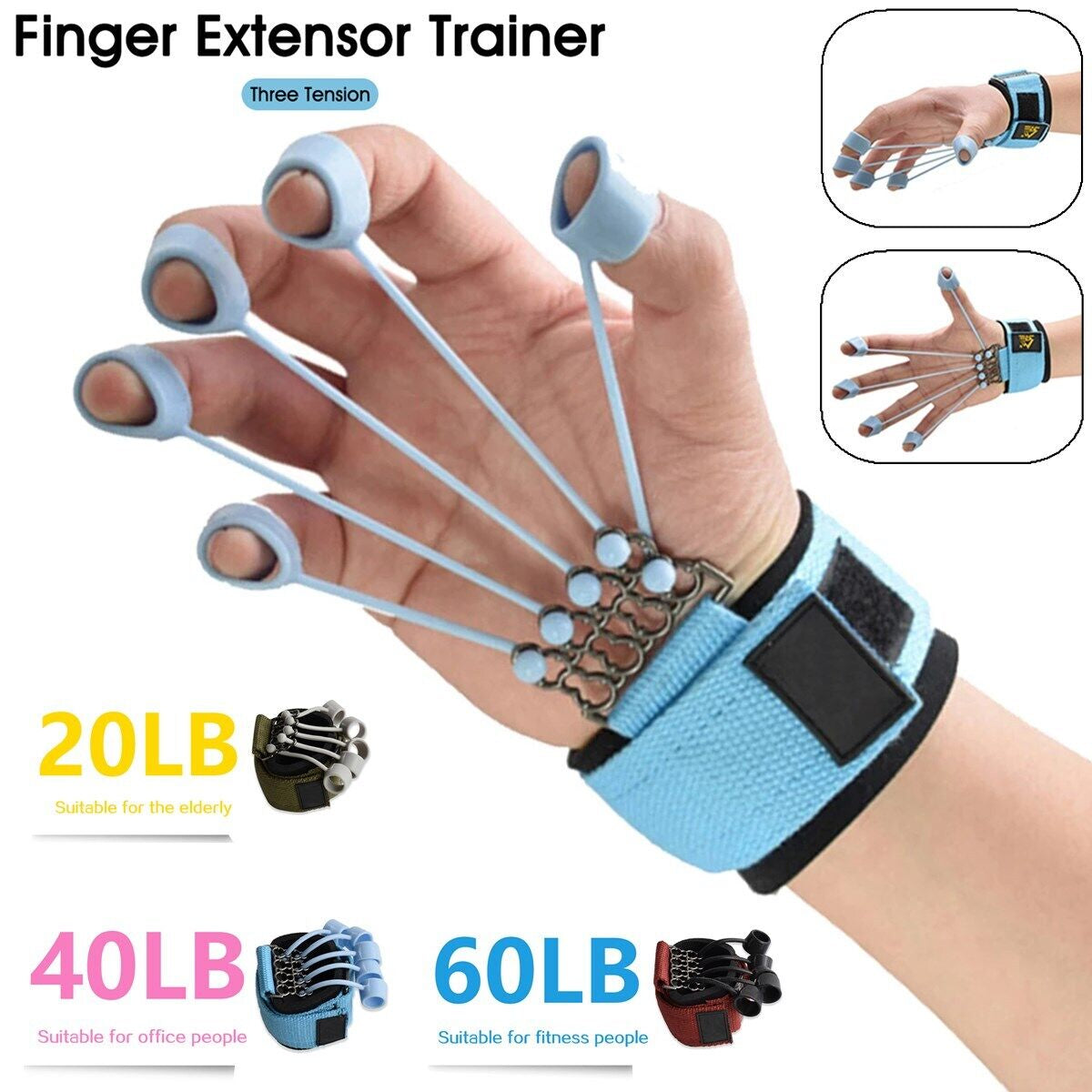 Hand Resistance Bands Finger Stretcher Extensor Exerciser Grip Strengthener US