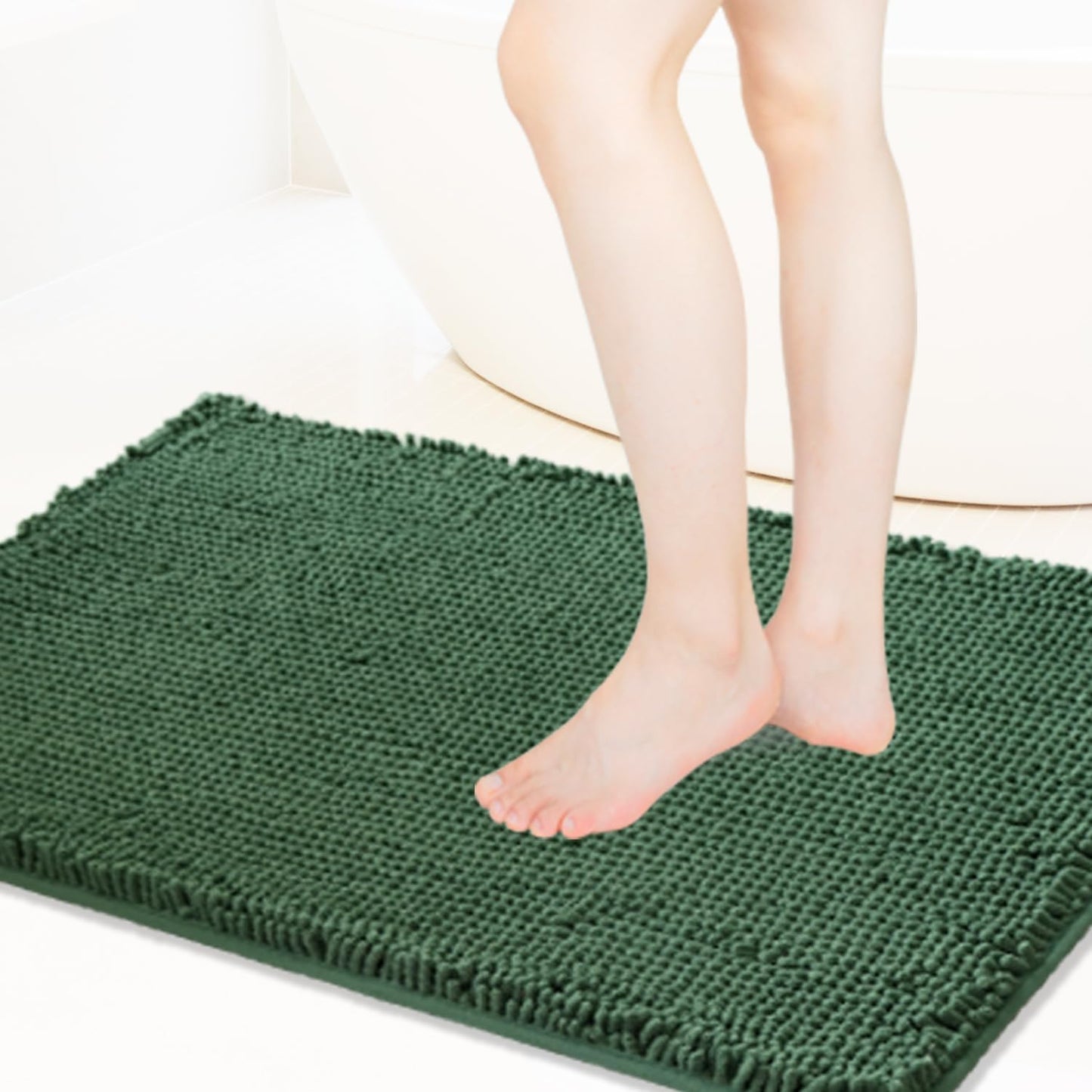 BOANKODU Bathroom Rugs Super Soft Chenille Bath Mat Absorbent Bathroom Rug, Bathroom Mat with Durable PVC Non-Slip Bottom, Machine Washable Bath Rugs (32X20 Inch, Champagne)