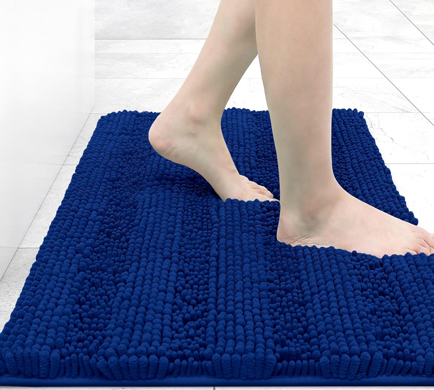 BOANKODU Bathroom Rugs Super Soft Chenille Bath Mat Absorbent Bathroom Rug, Bathroom Mat with Durable PVC Non-Slip Bottom, Machine Washable Bath Rugs (32X20 Inch, Champagne)