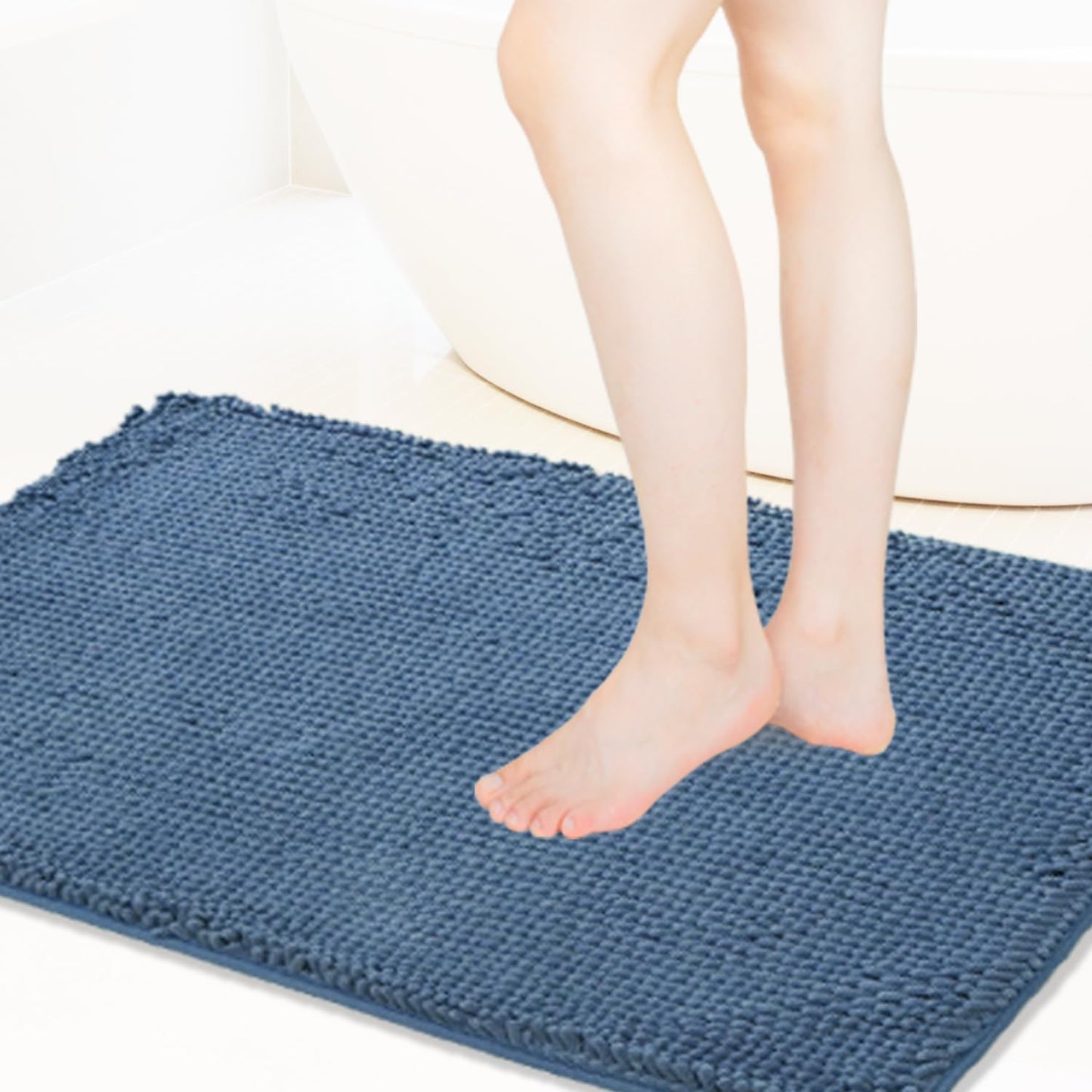 BOANKODU Bathroom Rugs Super Soft Chenille Bath Mat Absorbent Bathroom Rug, Bathroom Mat with Durable PVC Non-Slip Bottom, Machine Washable Bath Rugs (32X20 Inch, Champagne)